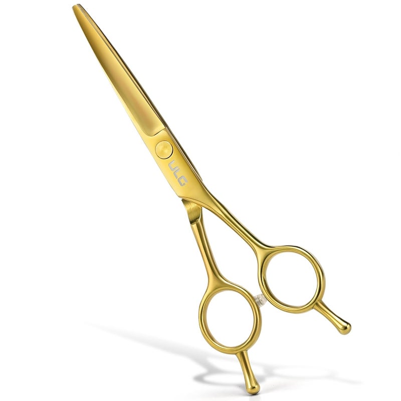 ULG Professional Hair Cutting Scissors 6.5 Inch – Sharp Barber Shears, Stainless Steel Symmetrical Salon Haircut Scissors for Women, Men, Kids, Gloss Paint Finish, Golden - Image 1